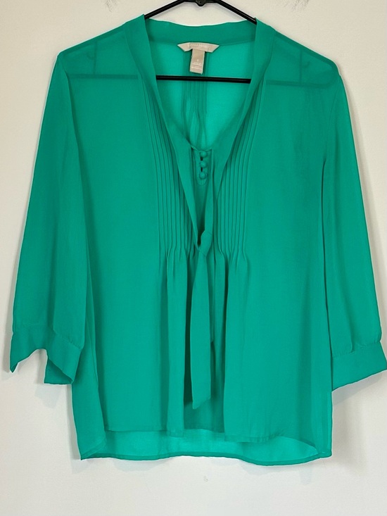 Banana Republic Tops - Banana Republic Emerald Green Tie-Neck Blouse - Size: Small